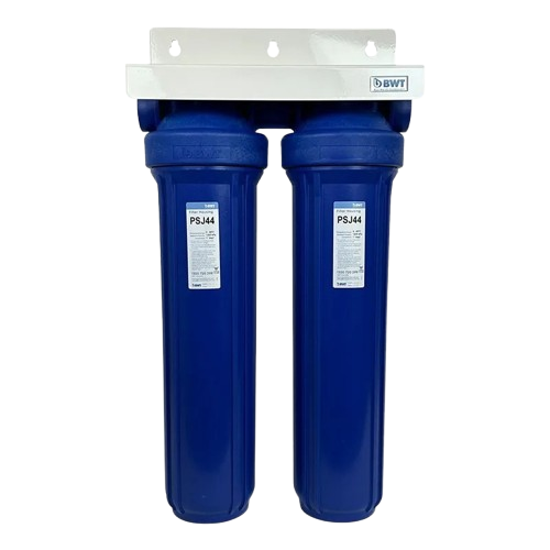 BWT whole home filtration unit on its wall mounting bracket